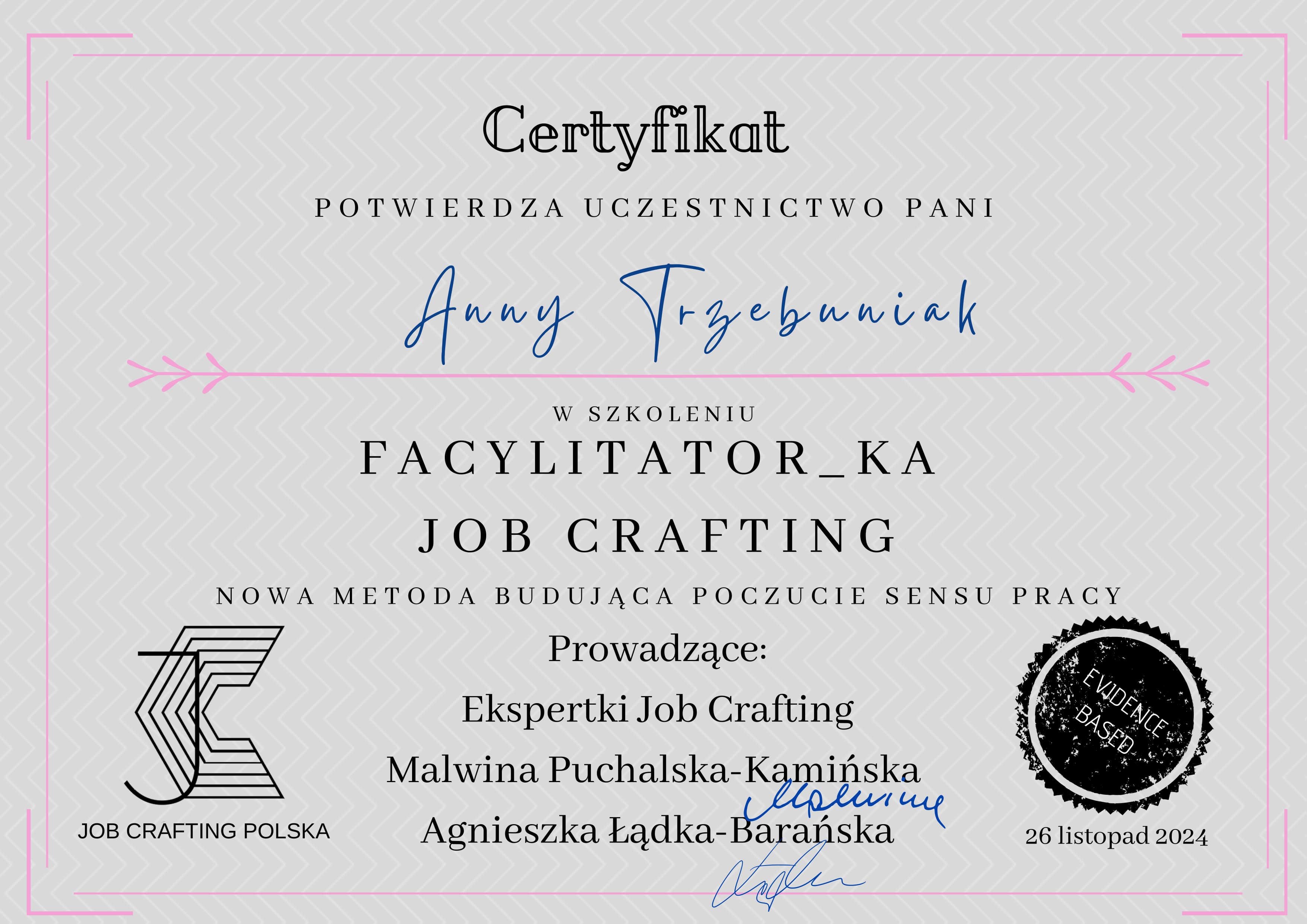 Certyfikat - Job crafting